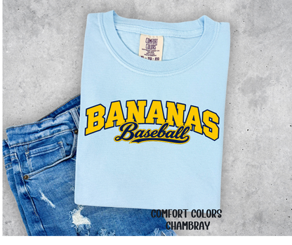 Bananas Baseball Curved Text Baseball Script
