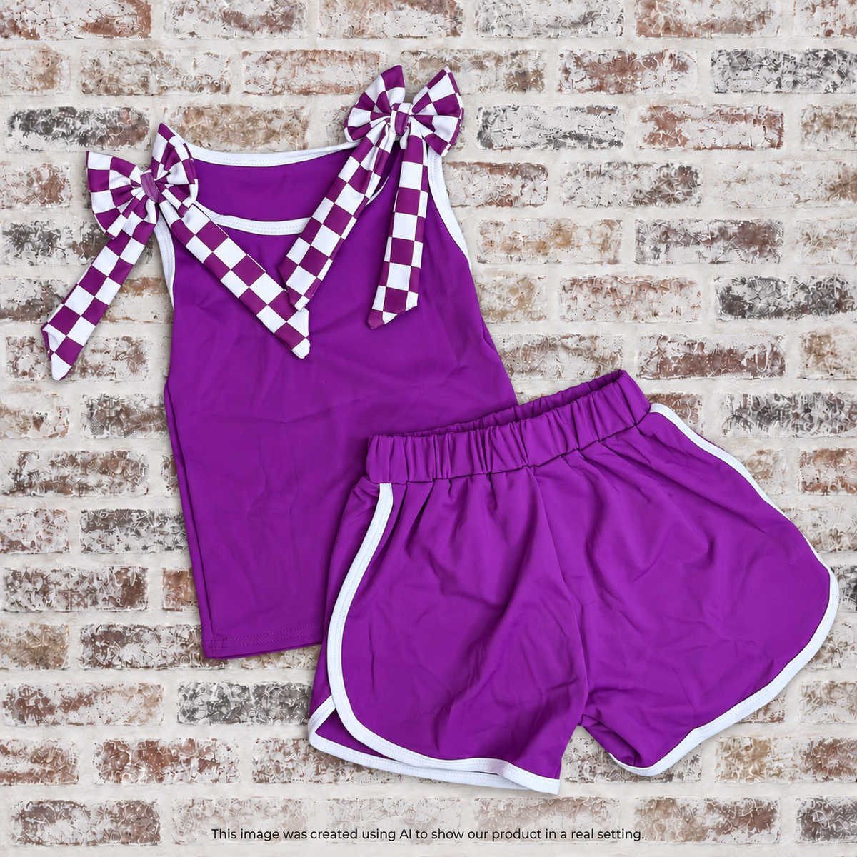 RTG | Purple 2 piece with checkered bow