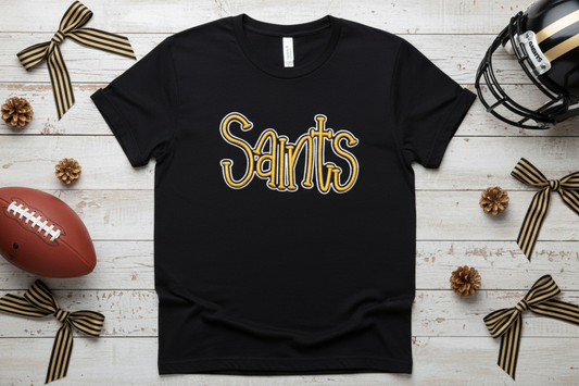 Saints Puff Embroidery with Outline Stitch