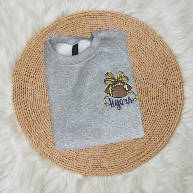 Football with Bow | Black & Gold (or change team/colors)